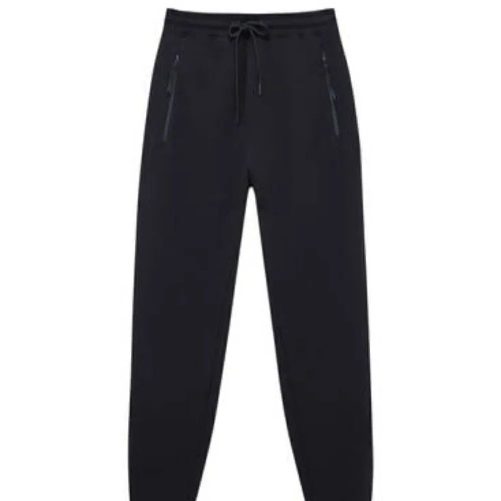 Pull & Bear Black Sweatpants with Pockets Elastic Tie Waist in Size Large